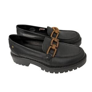 Pikolinos Aviles Platform Loafers Womens 7 Black Leather Metal Comfort Shoes 37